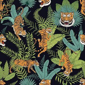CHIHUT 17.7”x236” Woodland Tiger Peel Stick Wallpaper Jungle Leaf Removeable